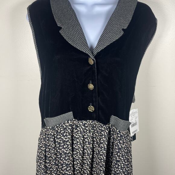 Vintage 80s Black Velvet Maxi Dress M Whimsygoth Renfaire Witchy Peasant Prom - Picture 3 of 9